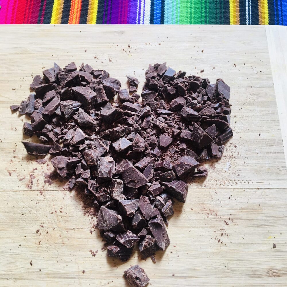 Kakao auf Brett Herz